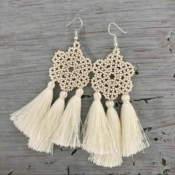 Beautiful Handmade Flower Tassel Earrings - Picture 8 of 8